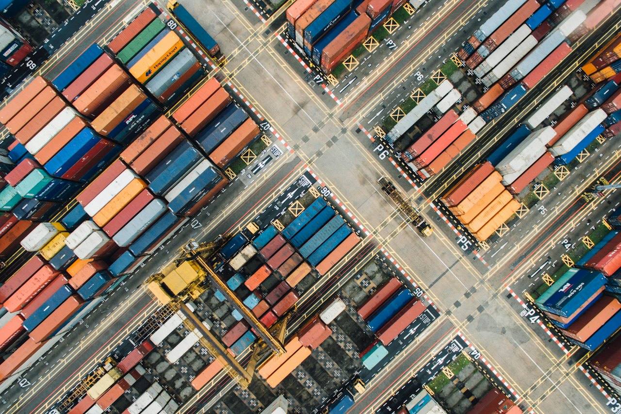 Shipping containers at a Guangdong port