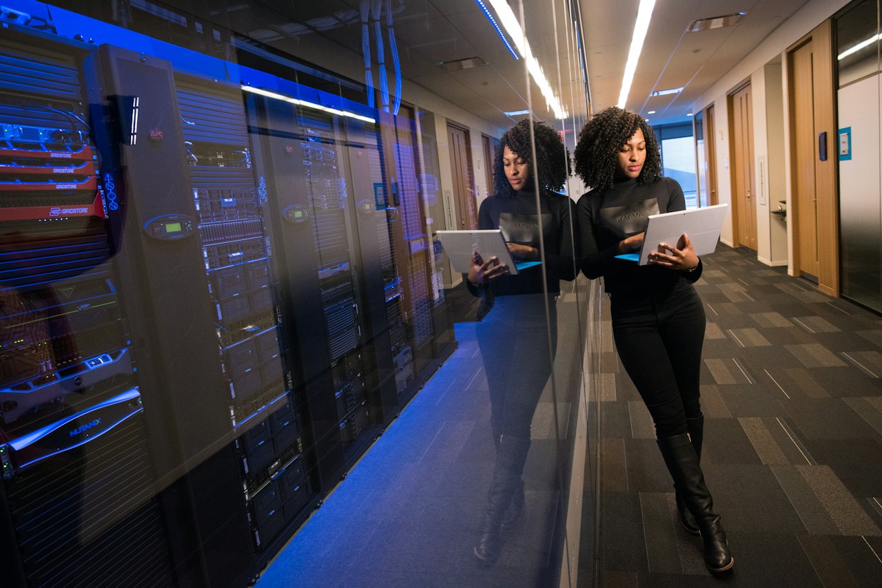 Server-room corridor with cable runs